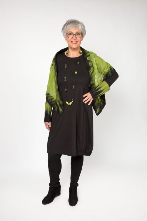 Filzschal mit Brosche Grün