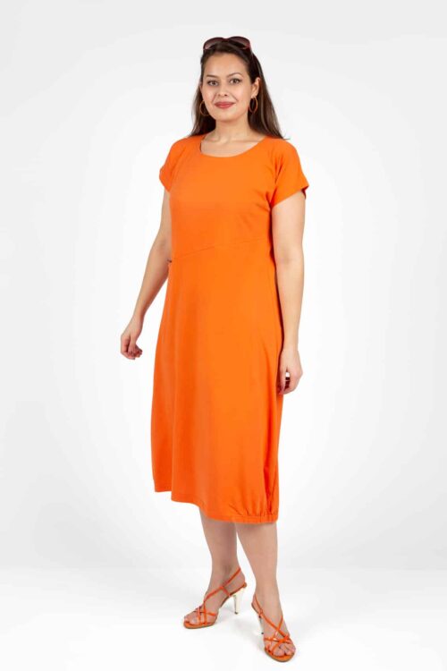 Kleid "Basic " Orange Kurzarm