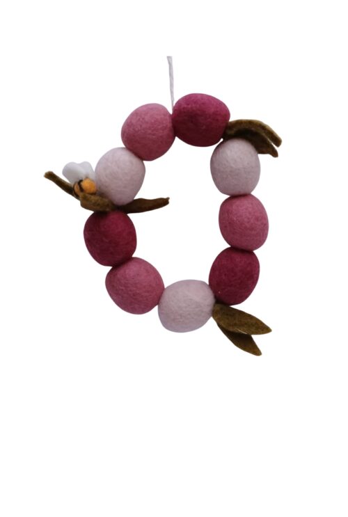 Filz Anhänger - Osterkranz mit Biene rosa