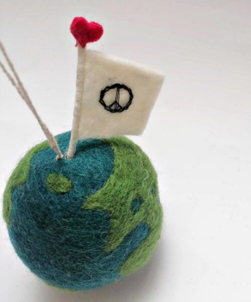Filz Christbaumkugel - Friede auf Erden