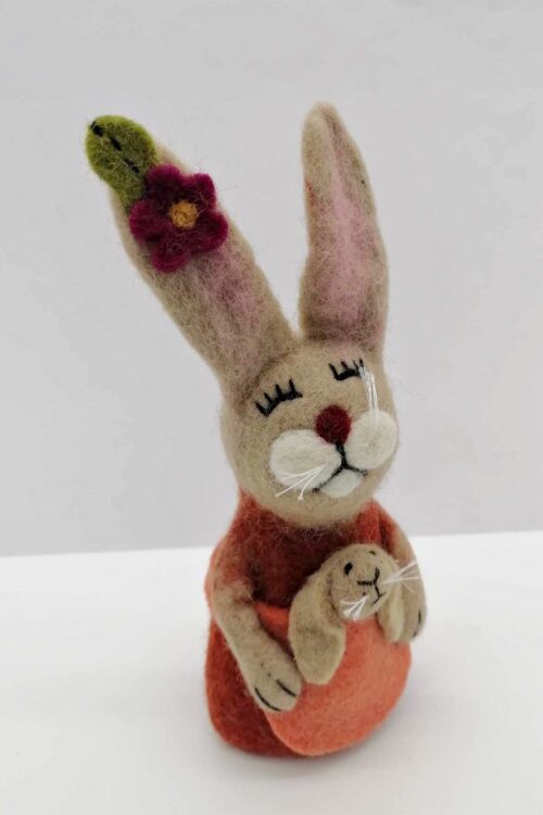 Filz Osterhase mit Baby