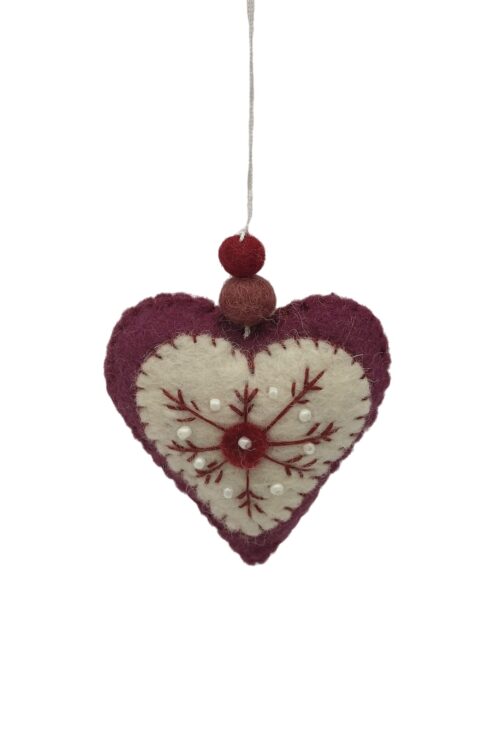 Filz Anhänger - Herz Burgund