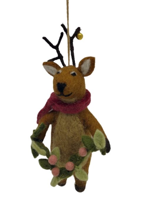 Filz Anhänger Rentier mit Weihnachts-Ranke