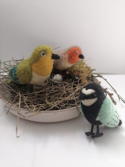 Filz Anhänger Vogel beige - orange