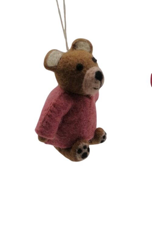 Filz Bär Rosa Pullover Anhänger