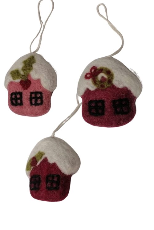 Haus-Anhänger warme Farben (3er-Set)