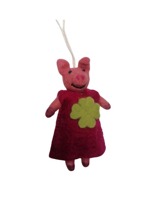 Filz Glücksschwein-Anhänger Pink