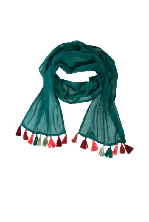 Schal mit Fransen "BoHo" Smaragd (neu)