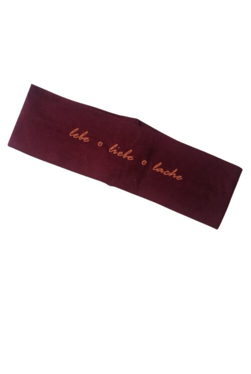 Stirnband "Lebe - Liebe - Lache" Burgund