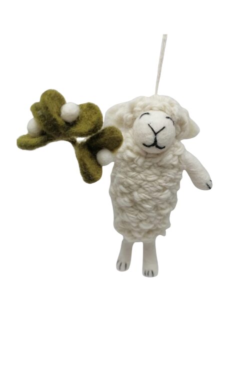 Filz Schaf mit Mistel