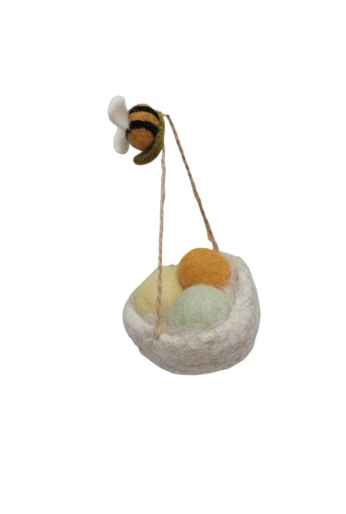 Vogelnest mit Biene gelb