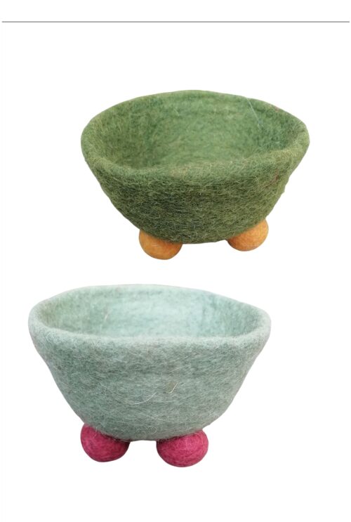 Filz Schüsserl mit Beinchen "Grün/Gelb"