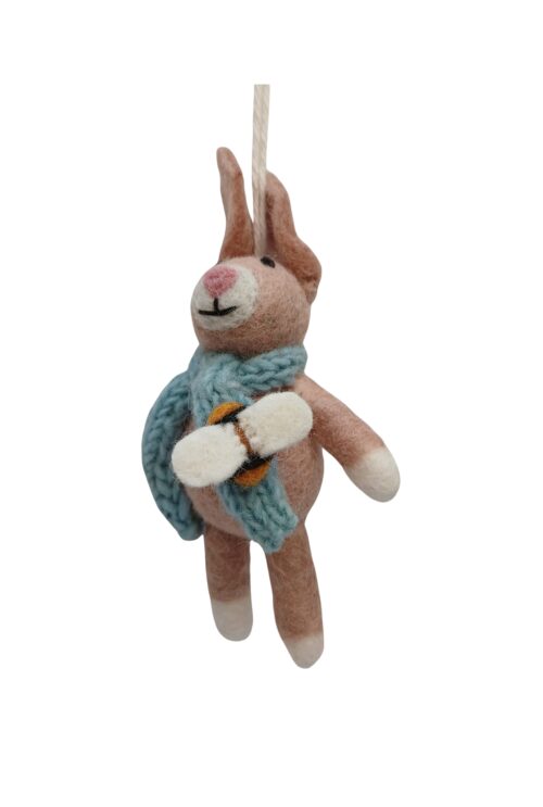 Osterhäschen mit Schal & Biene blau