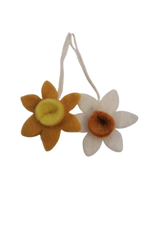 Filz Anhänger - Narzisse weiß & gelb