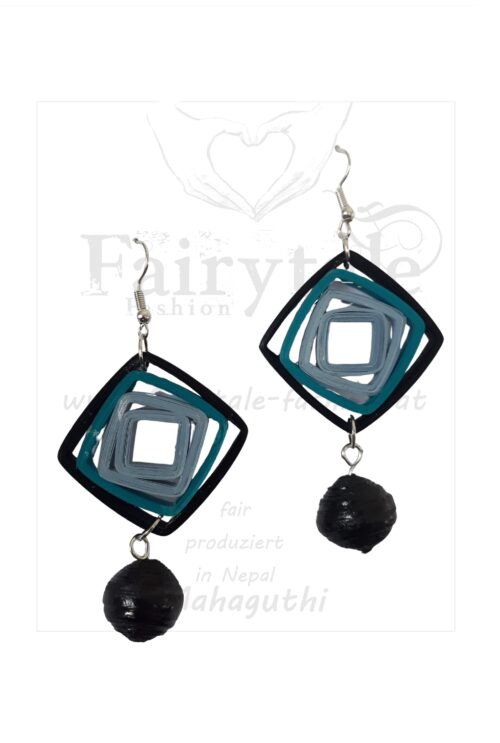 Windows-Ohrringe aus Papier "Meerblau"