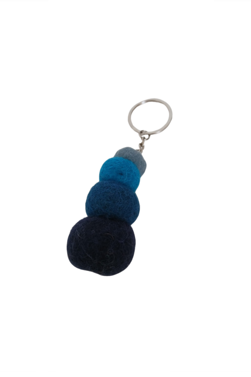 Schlüsselanhänger Filzkugeln Blau