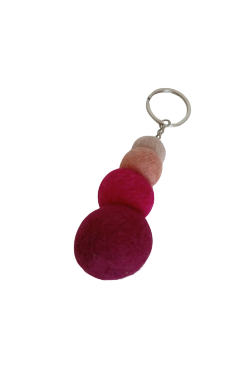 Schlüsselanhänger Filzkugeln Magenta
