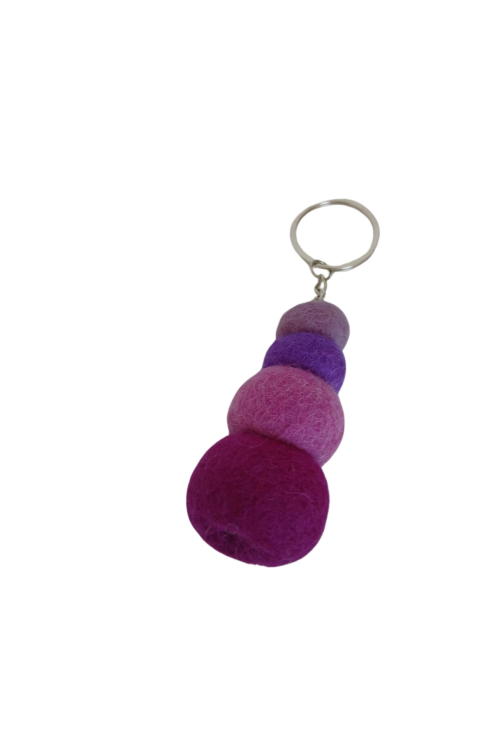 Schlüsselanhänger Filzkugeln Violett