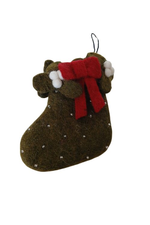 Filz Weihnachts-Stiefel grün