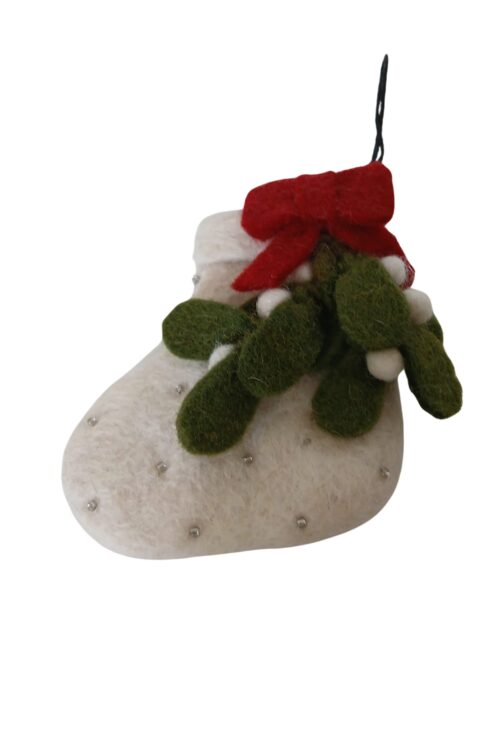 Filz Weihnachts-Stiefel weiß